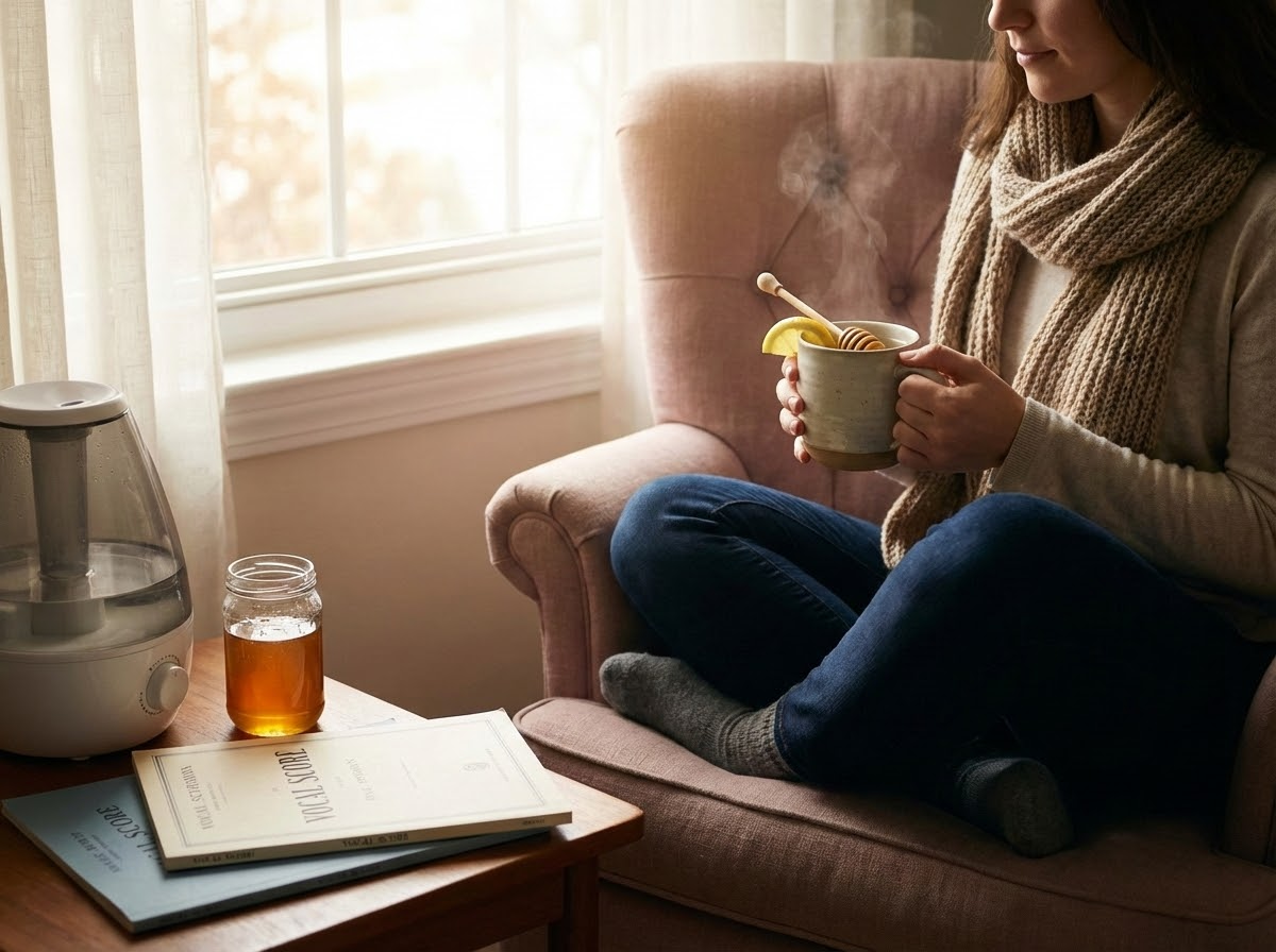 Cantante cuidando su voz con té y miel