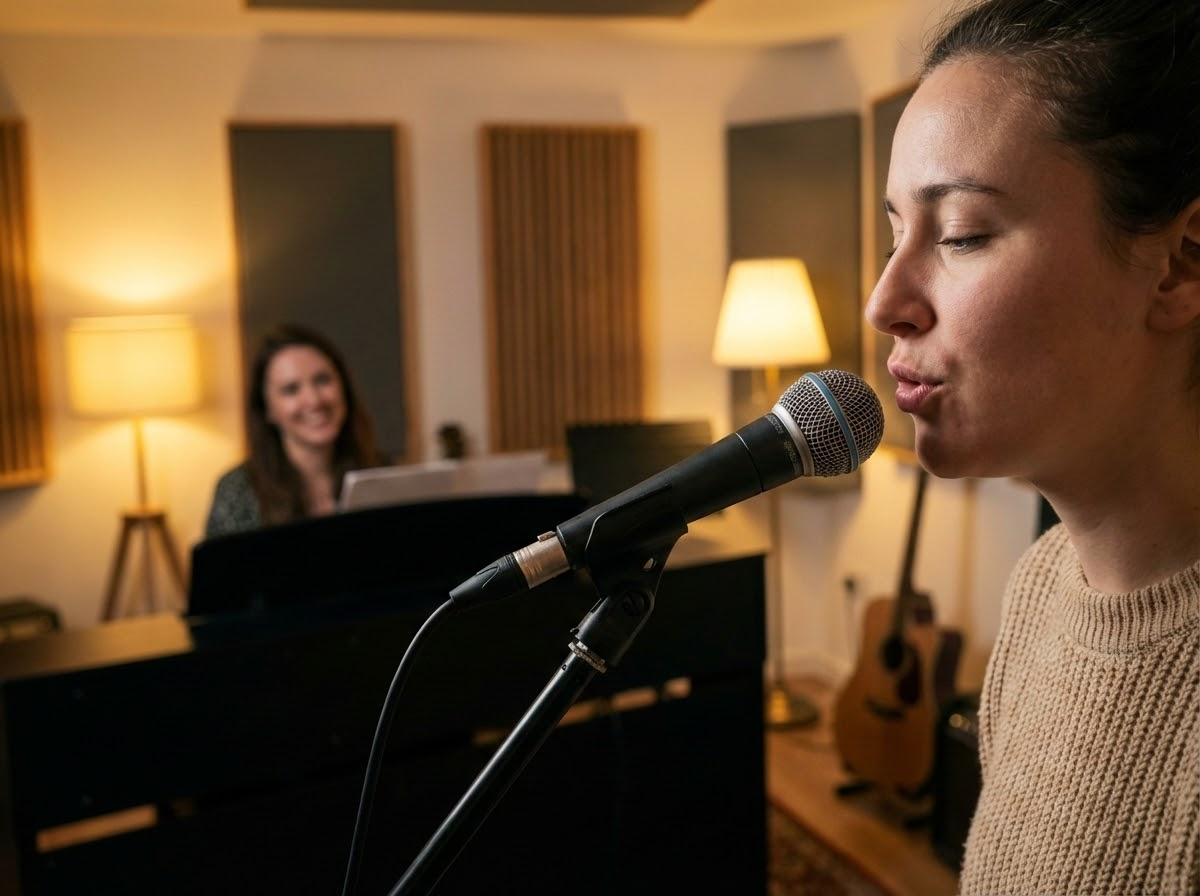 Persona haciendo ejercicio de lip trills